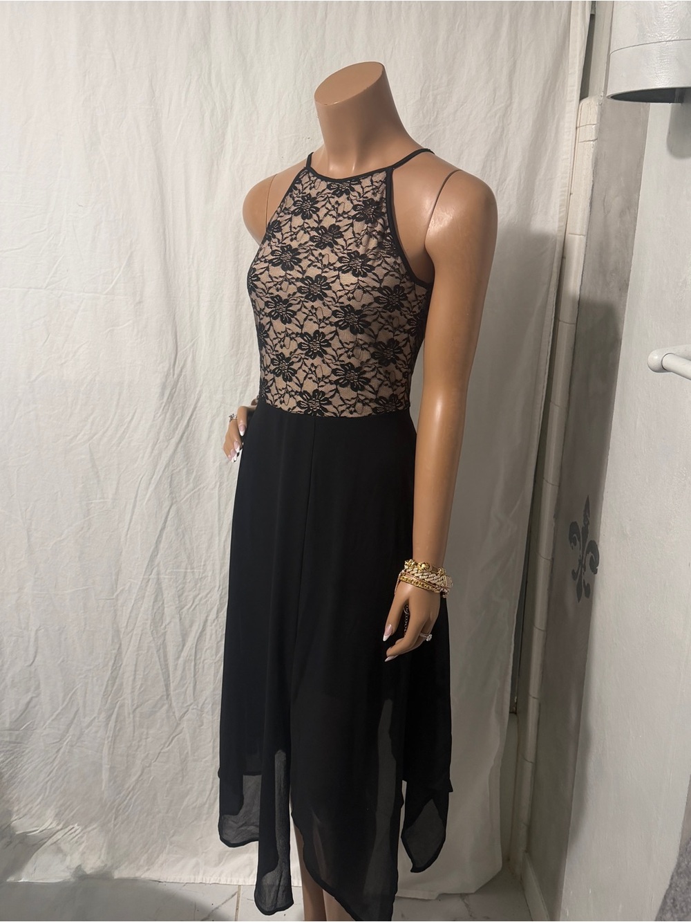 Emerald Sundae Black Lace High-Low Midi Dress☑️ - Picture 6 of 6
